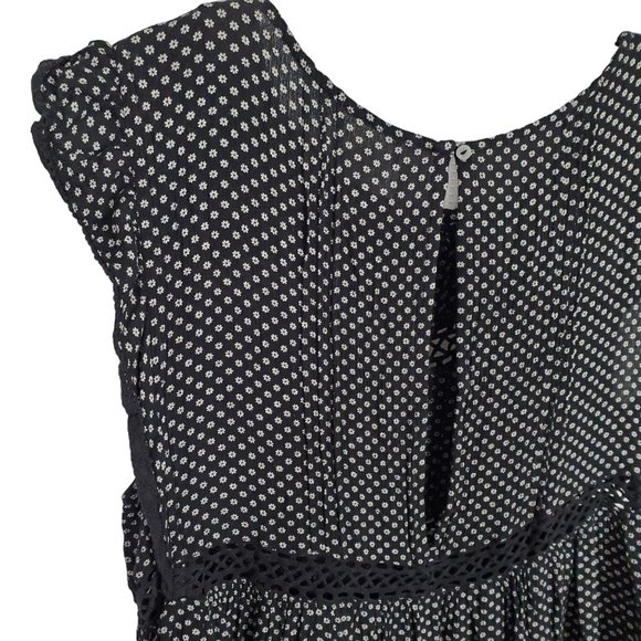 Free People Size S Dress Retro Kitty Micro-floral Tiered Lace Trim Mini A-Line - Picture 8 of 9